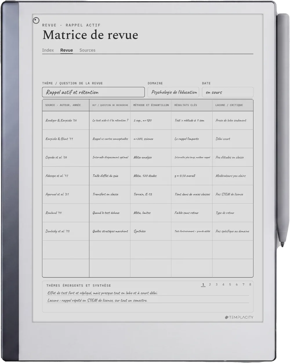 Le Planner sur la reMarkable 2