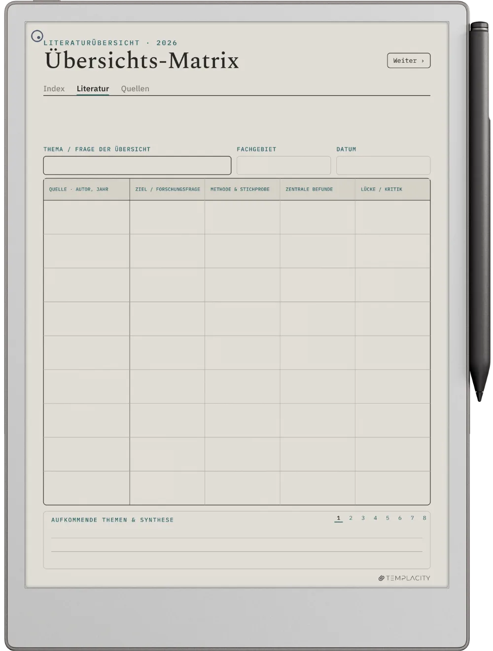 The Planner · Literaturrecherche reMarkable Paper Pro Seite 1
