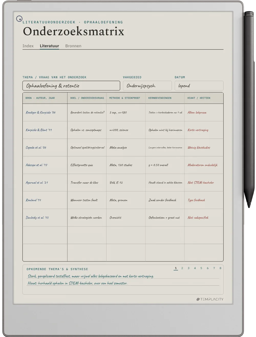 The Planner op de reMarkable Paper Pro