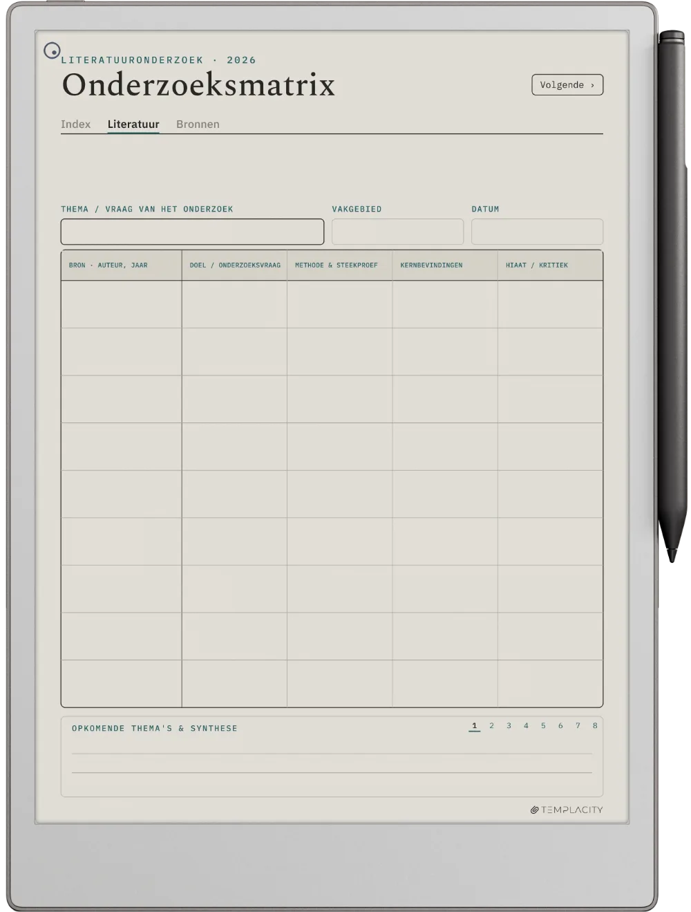 The Planner De synthesematrix