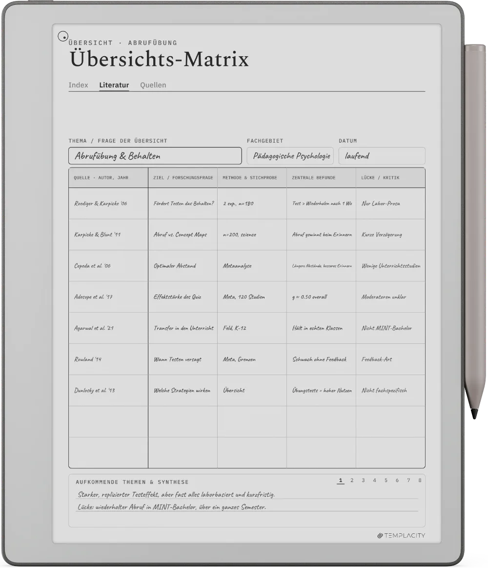 The Planner auf dem reMarkable Paper Pure