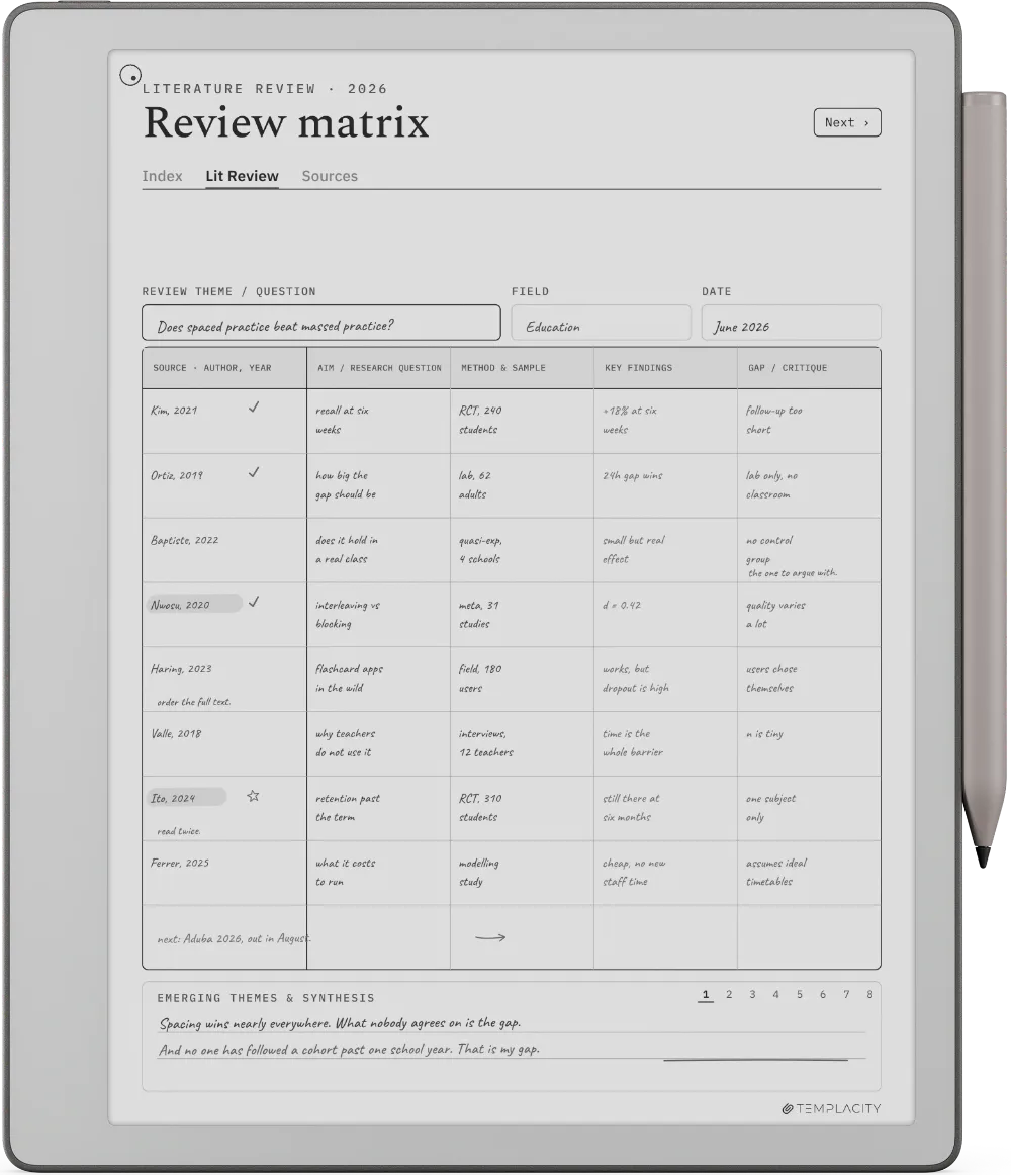The Planner on the reMarkable Paper Pure