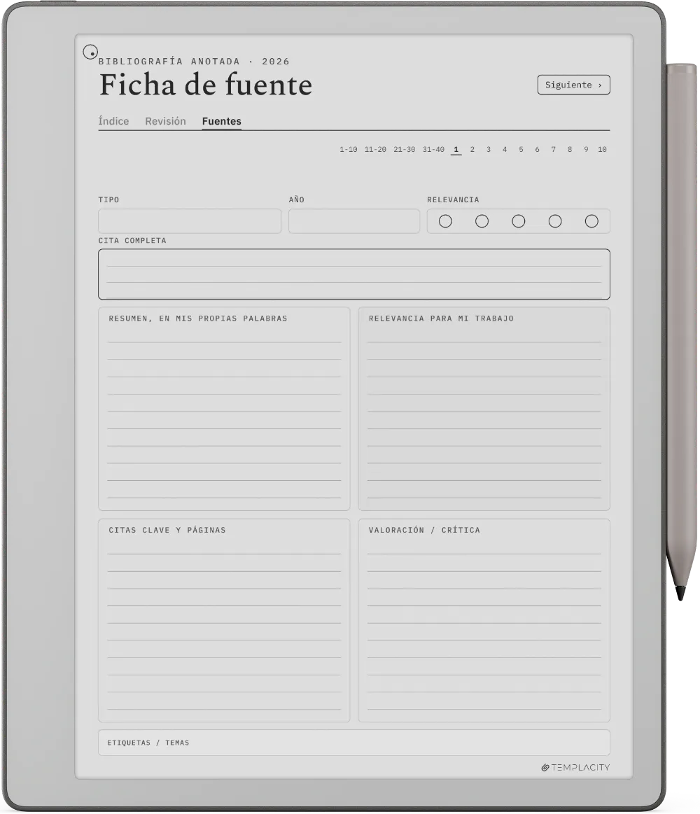 The Planner · Revisión bibliográfica reMarkable Paper Pure página 2