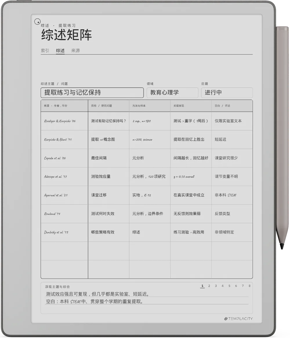 reMarkable Paper Pure 上的规划本
