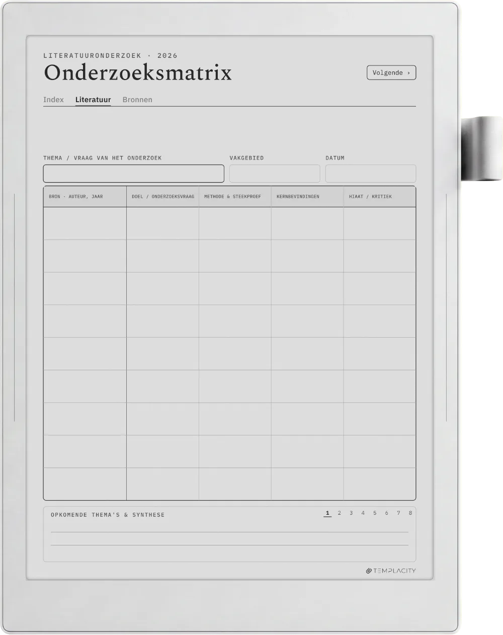 The Planner De synthesematrix
