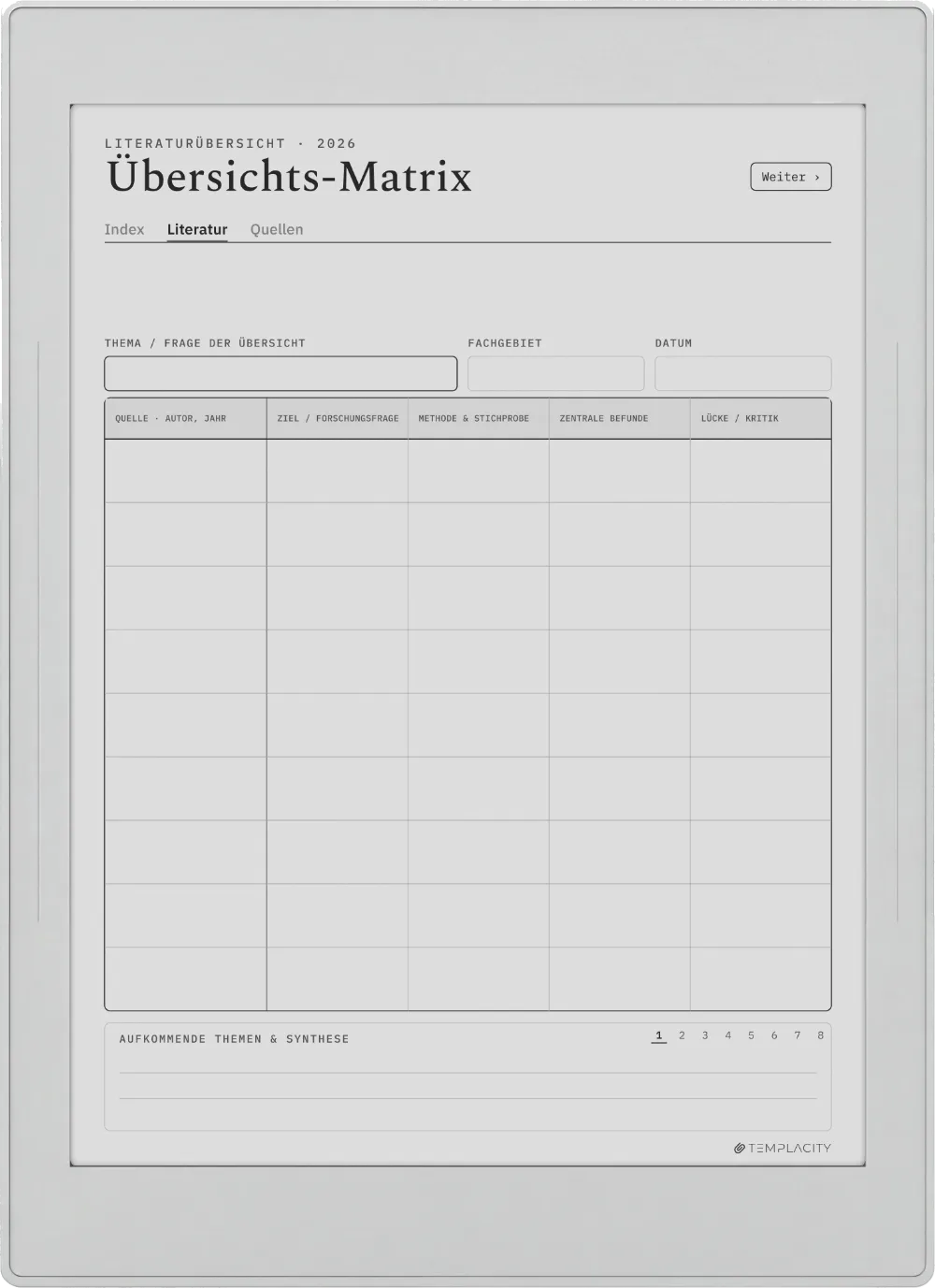 Der Planer: Die Synthesematrix