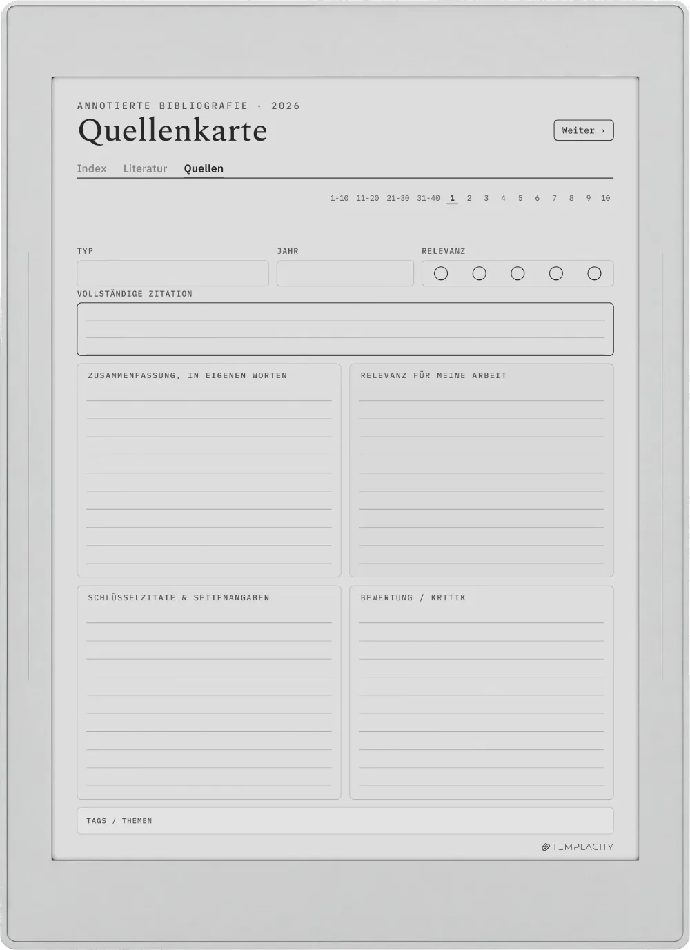 The Planner · Literaturrecherche Supernote Nomad Seite 2