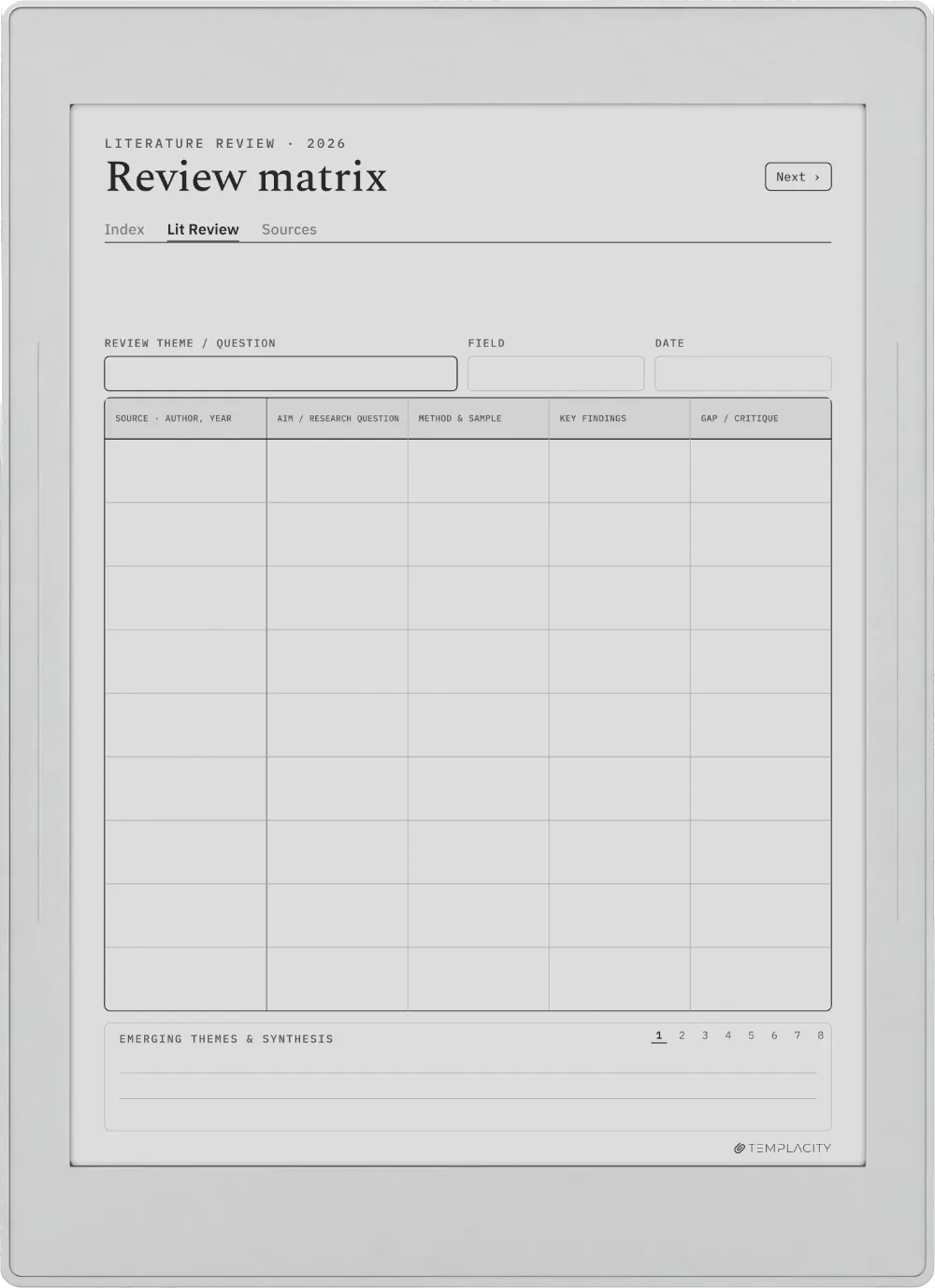 The Planner The Synthesis Matrix