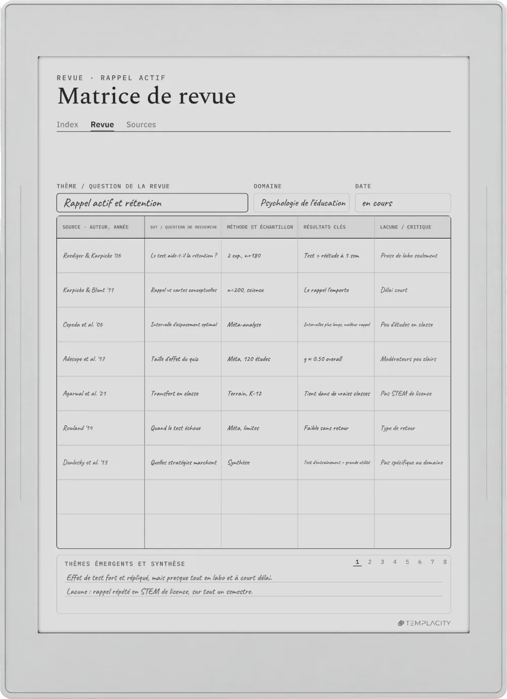 Le Planner sur la Supernote Nomad