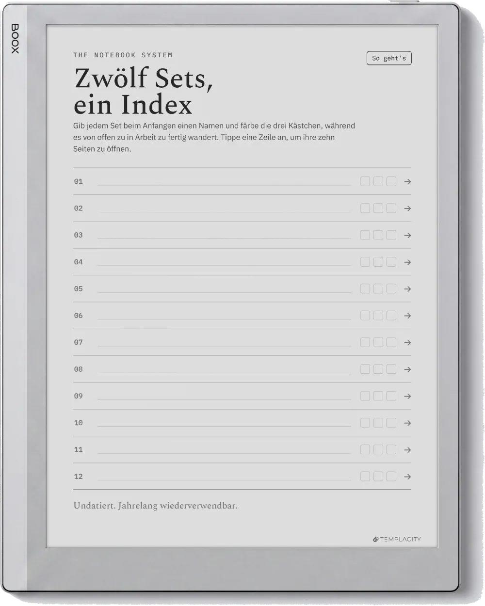 The Planner · Notizbuch-System Boox Go 10.3 Seite 1