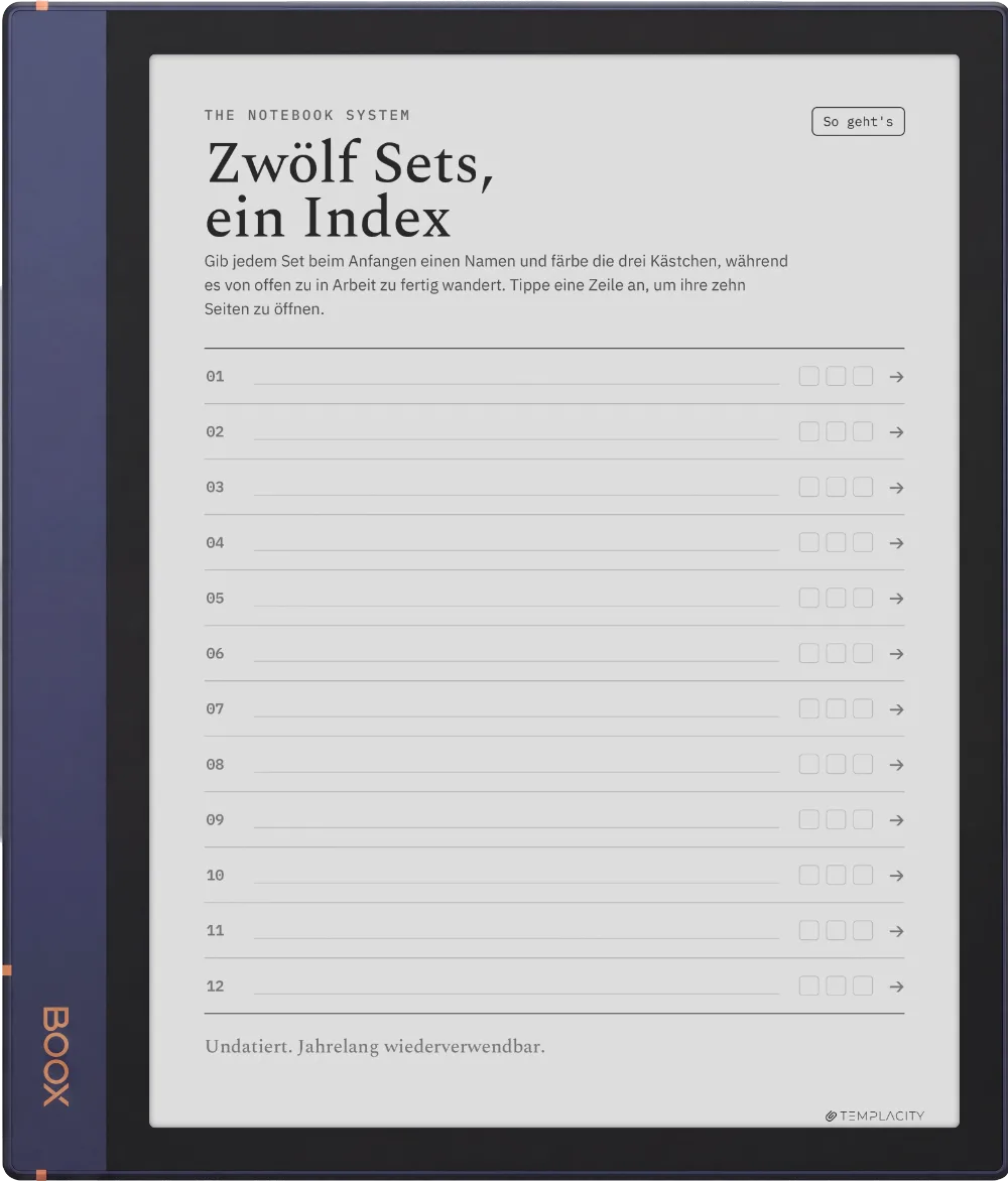 The Planner · Notizbuch-System Boox Note Air2 Seite 1