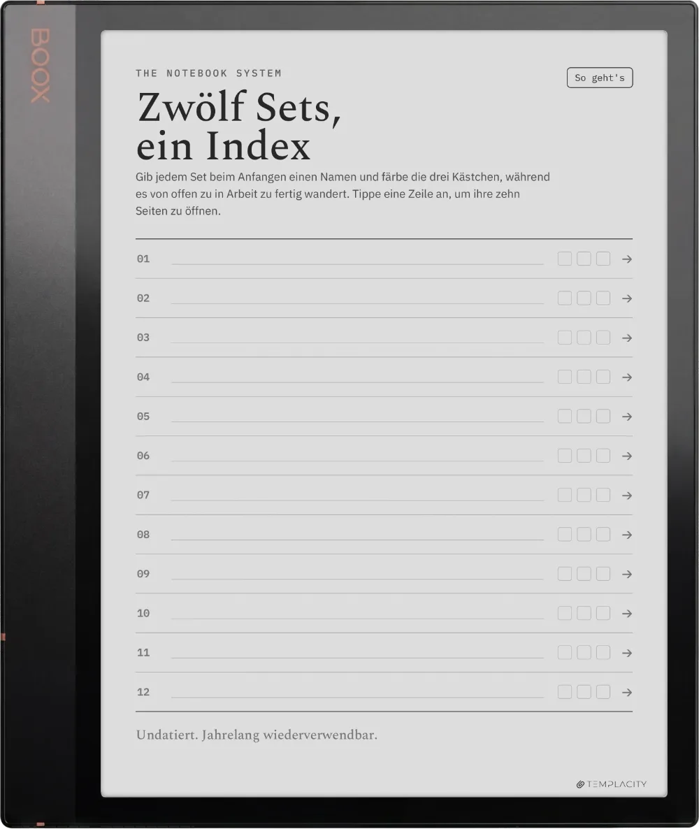 The Planner · Notizbuch-System Boox Note Air 3 Seite 1