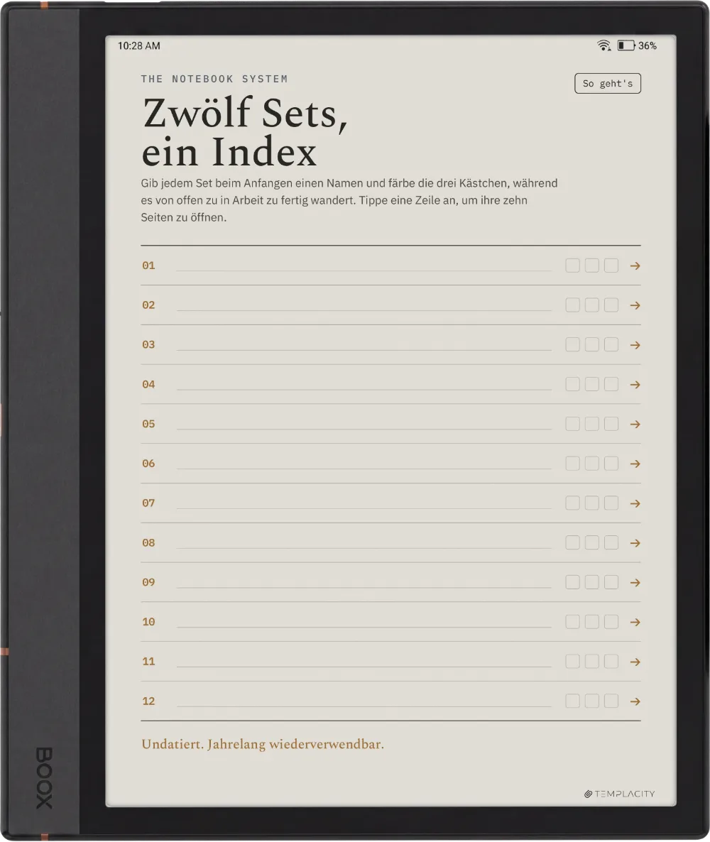 The Planner · Notizbuch-System Boox Note Air4 C Seite 1