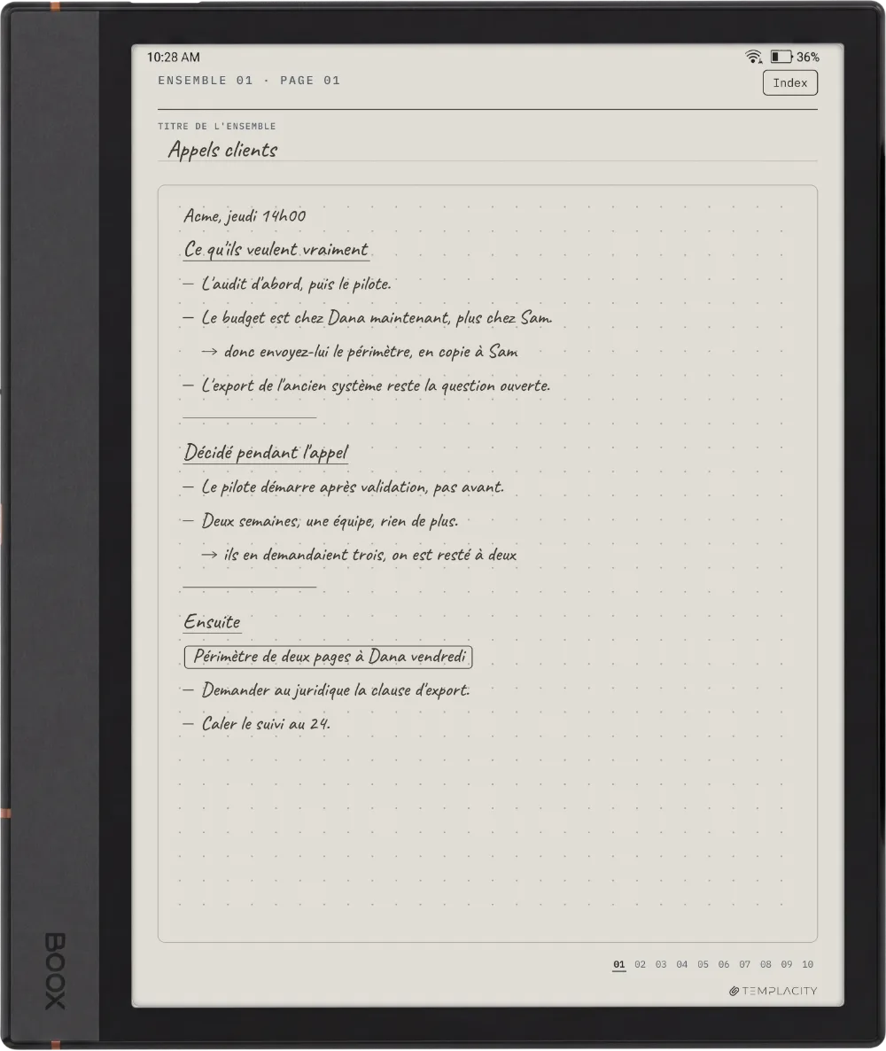 Le Planner sur la Boox Note Max