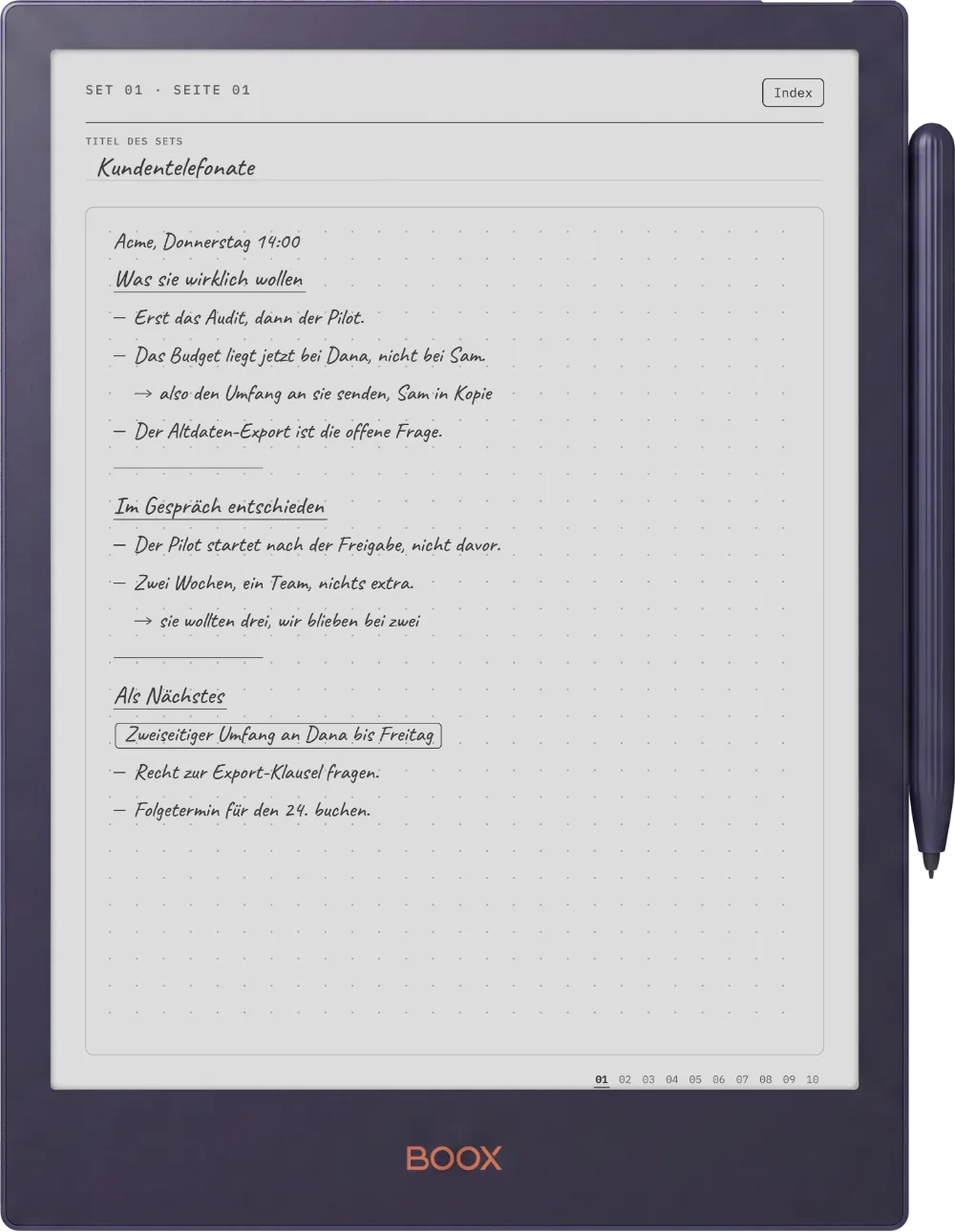 The Planner auf dem Boox Note5