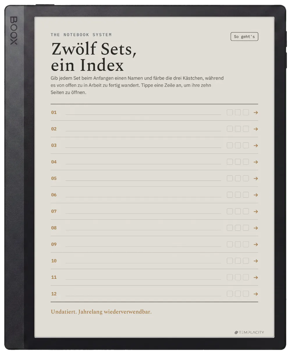 The Planner · Notizbuch-System Boox Tab Ultra C Pro Seite 1