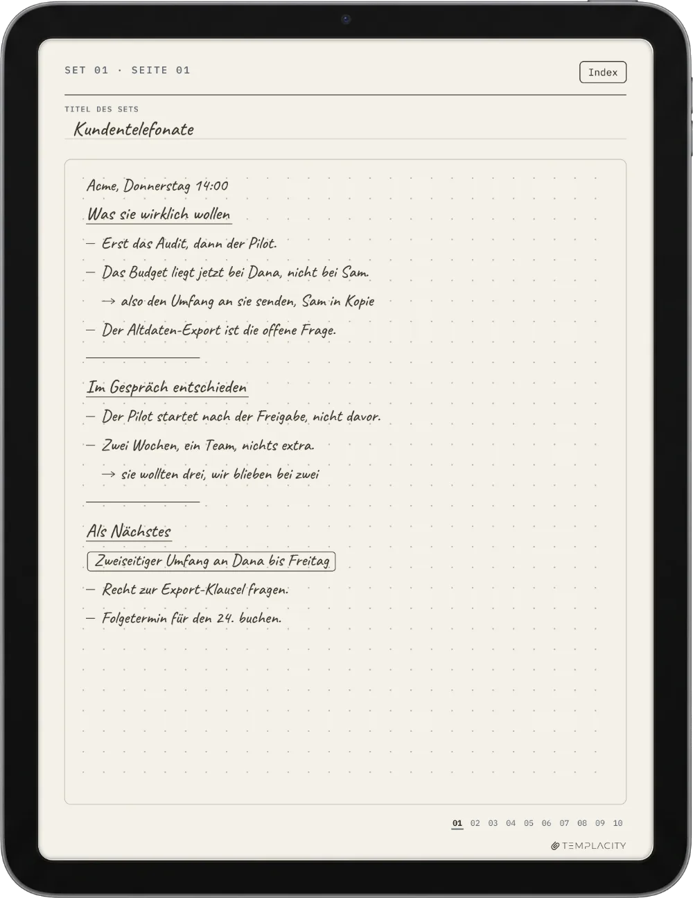 The Planner auf dem iPad