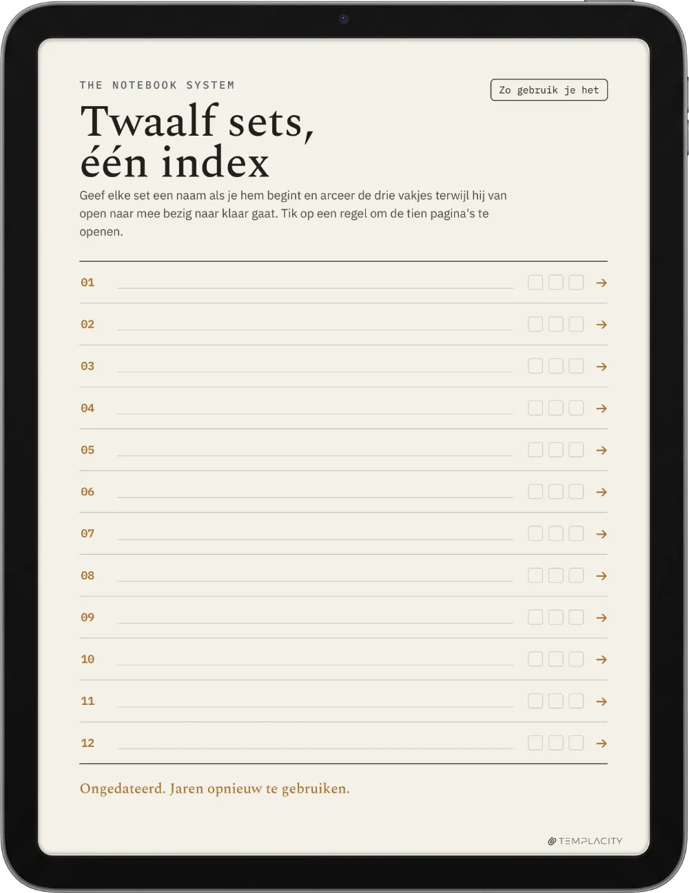 The Planner · Notebook System iPad pagina 1