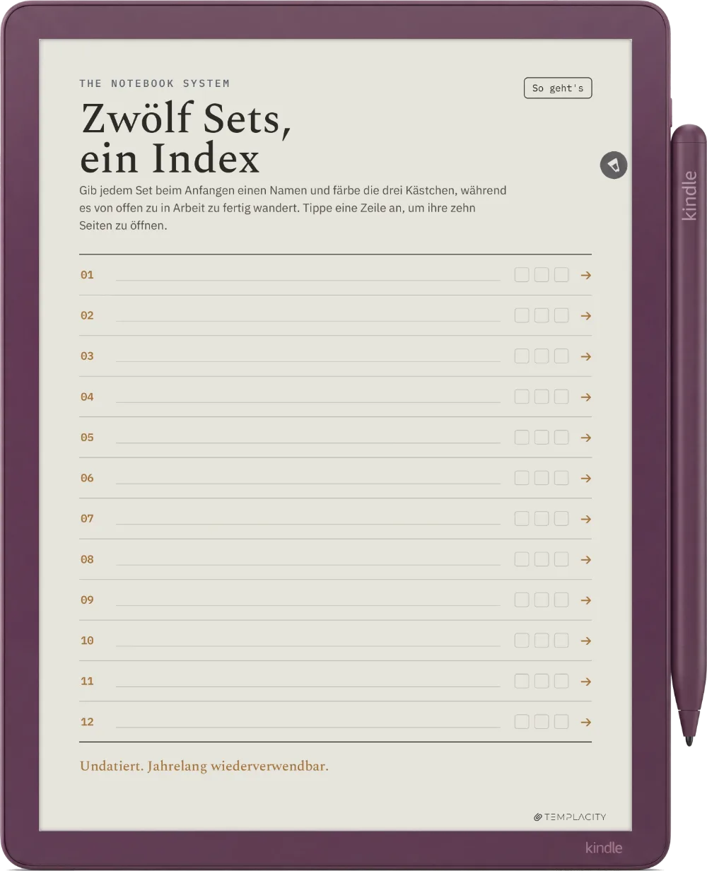The Planner · Notizbuch-System Kindle Scribe Colorsoft Seite 1