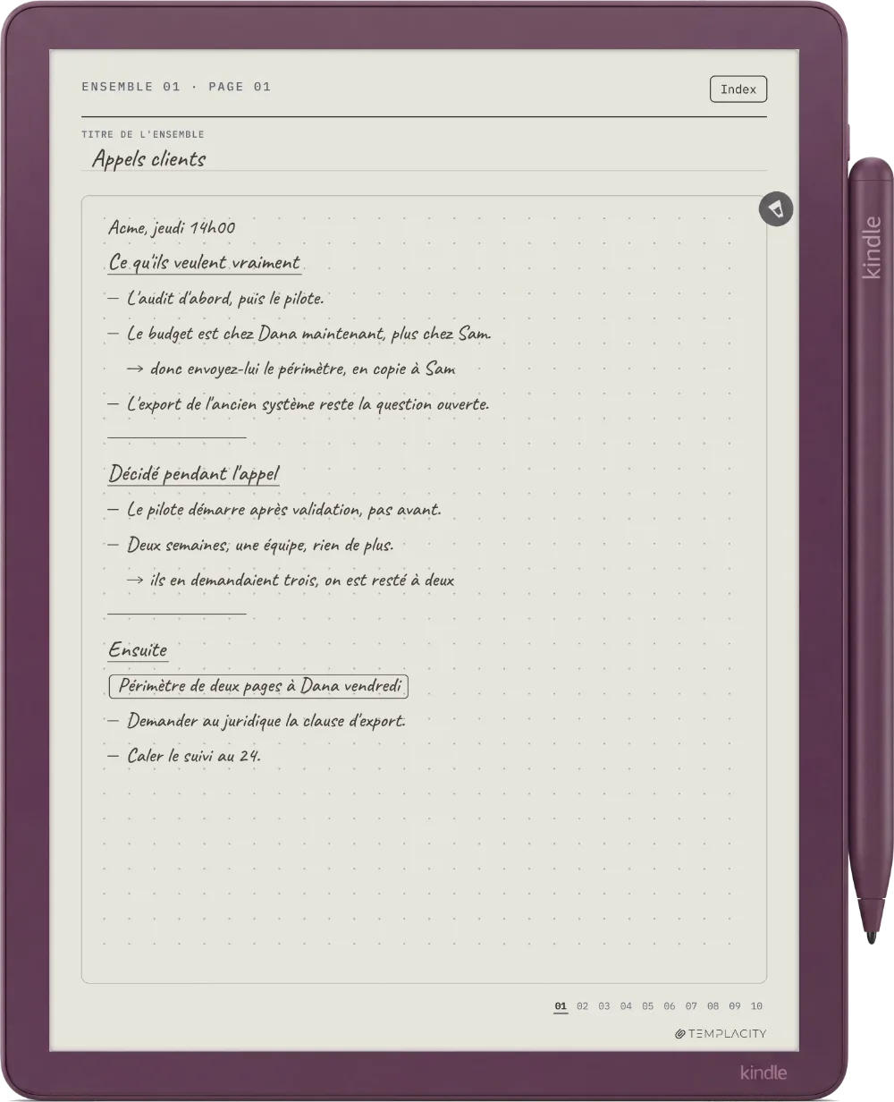 Le Planner sur la Kindle Scribe Colorsoft