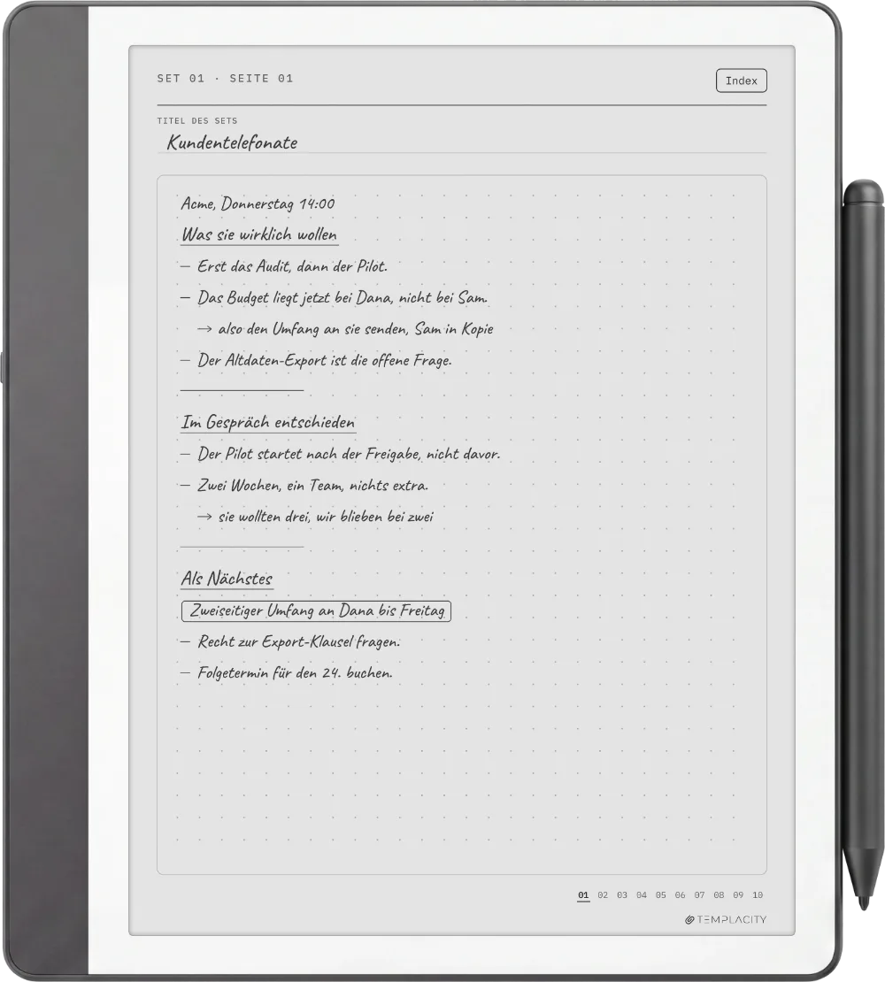 The Planner auf dem Kindle Scribe