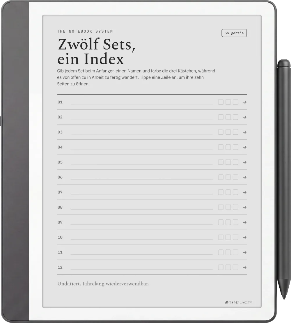 The Planner · Notizbuch-System Kindle Scribe Seite 1