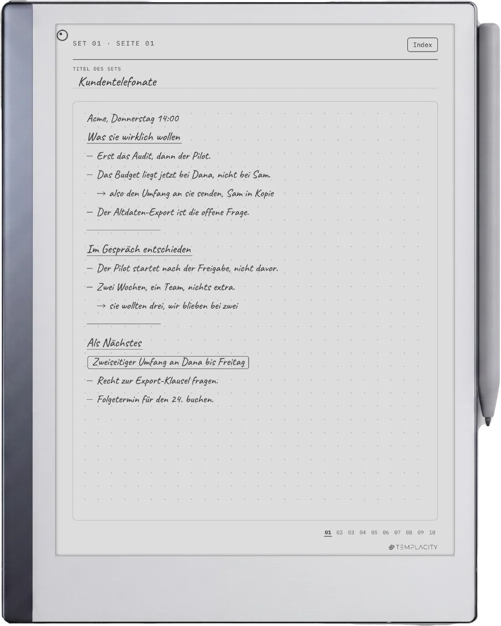 The Planner auf dem reMarkable 2