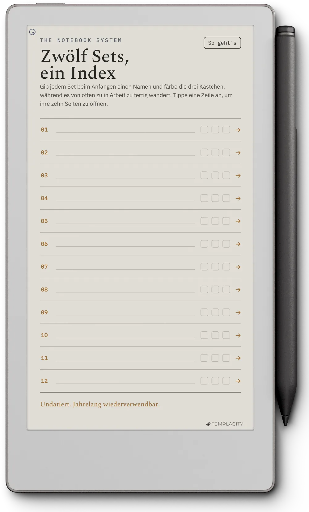 The Planner · Notizbuch-System reMarkable Paper Pro Move Seite 1