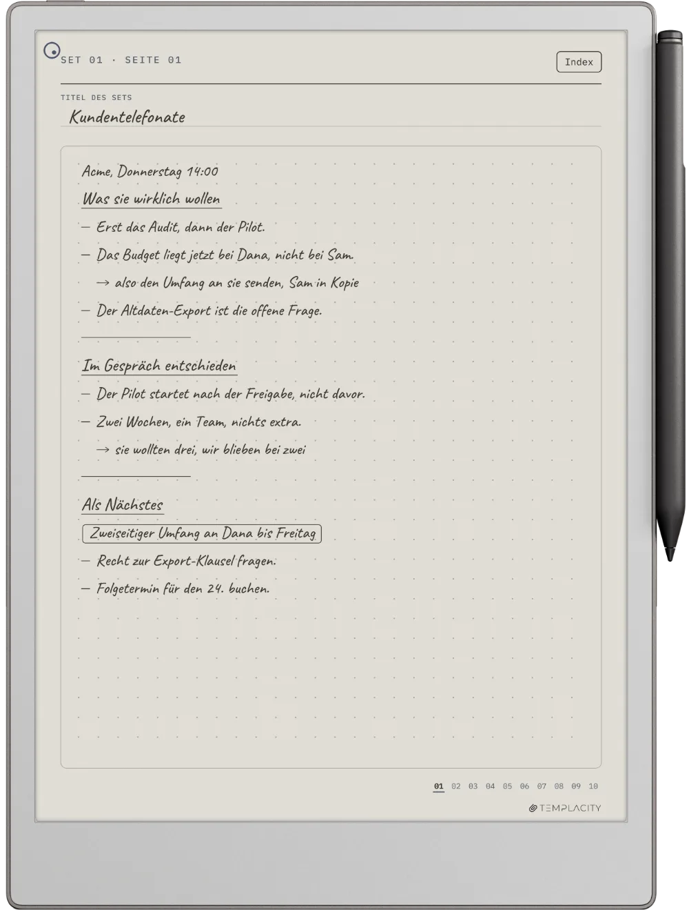 The Planner auf dem reMarkable Paper Pro