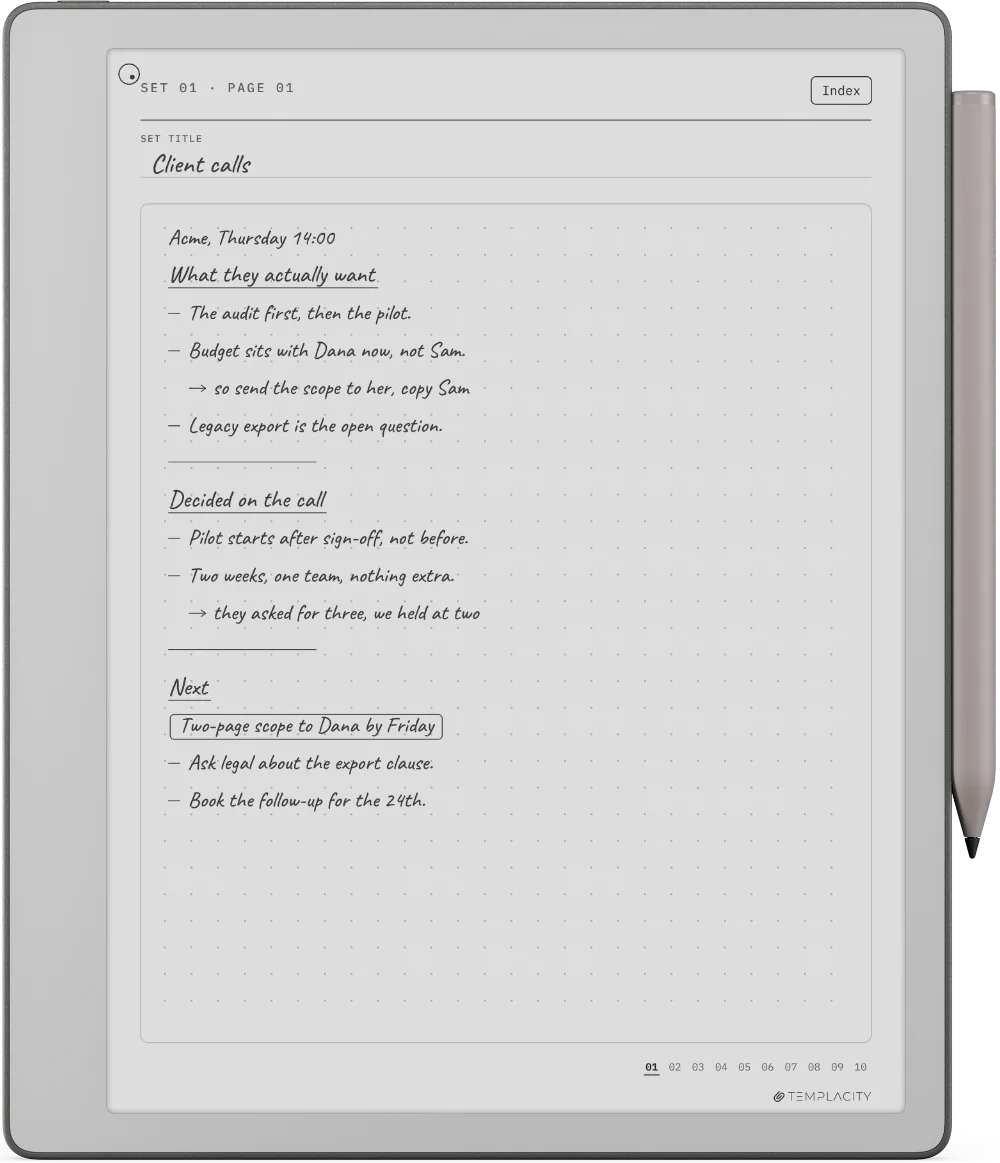 The Planner on the reMarkable Paper Pure