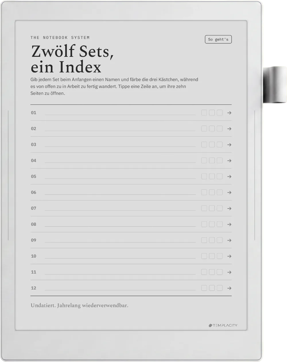 The Planner · Notizbuch-System Supernote Manta Seite 1
