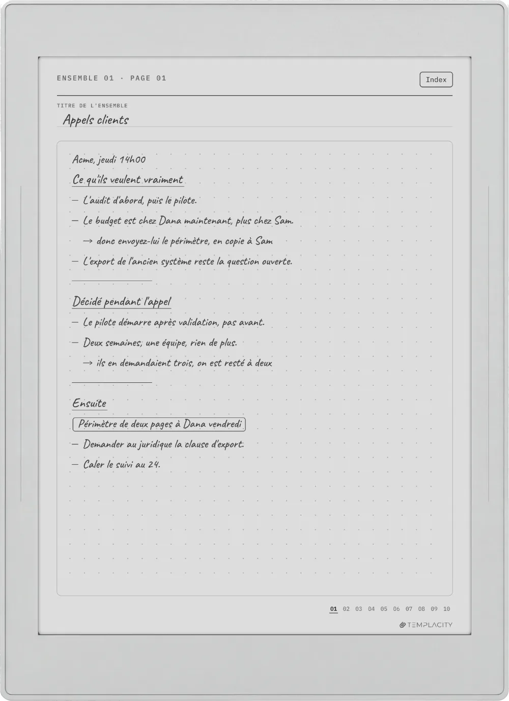 Le Planner sur la Supernote Nomad