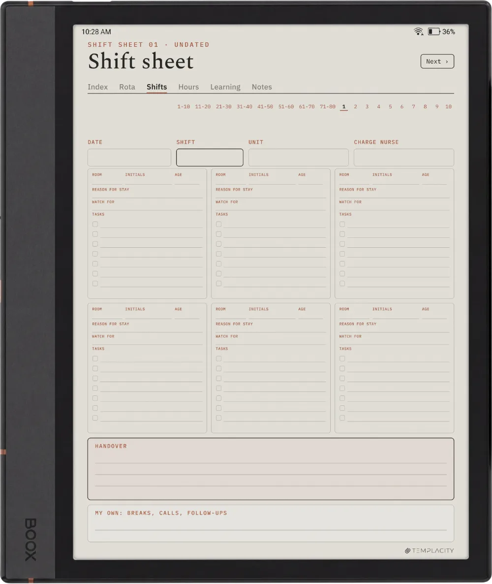 The Planner · Nurse Shift Boox Note Air4 C page 2