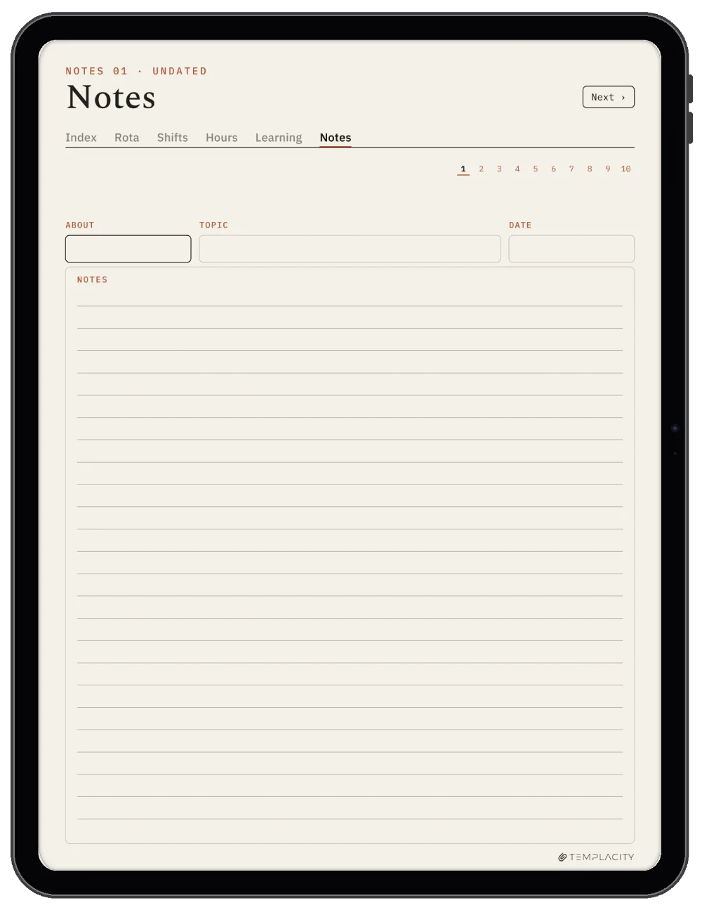 The Planner · Nurse Shift iPad page 5