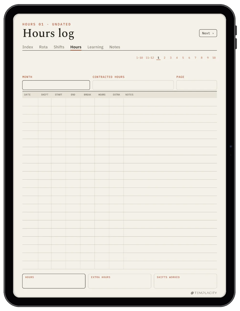The Planner · Nurse Shift iPad page 3