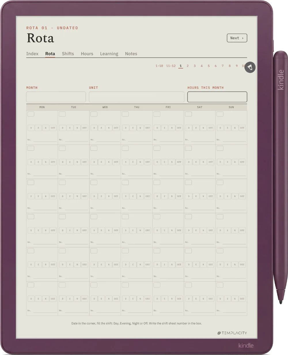 The Planner · Nurse Shift Kindle Scribe Colorsoft page 1