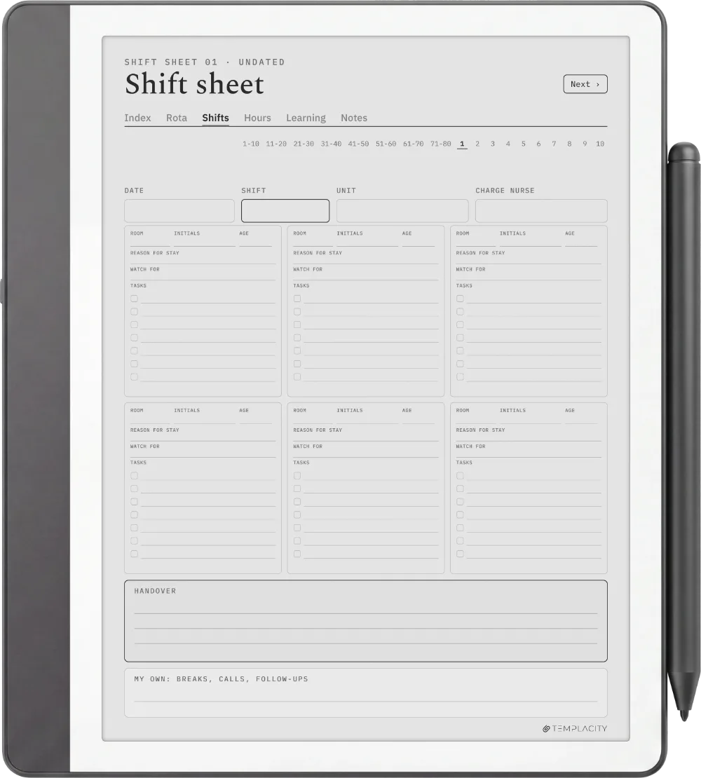The Planner The Shift Sheet
