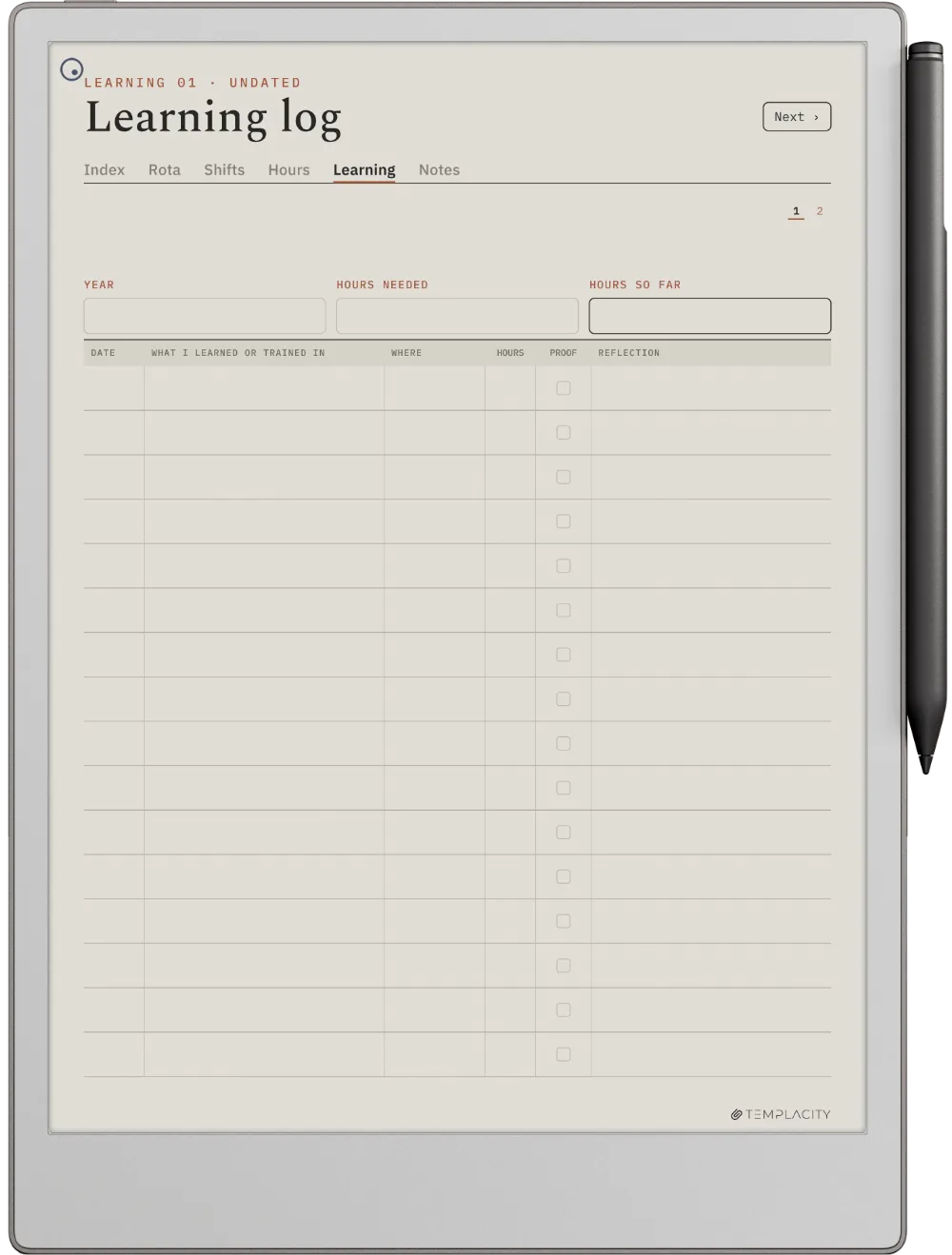 The Planner · Nurse Shift reMarkable Paper Pro page 4