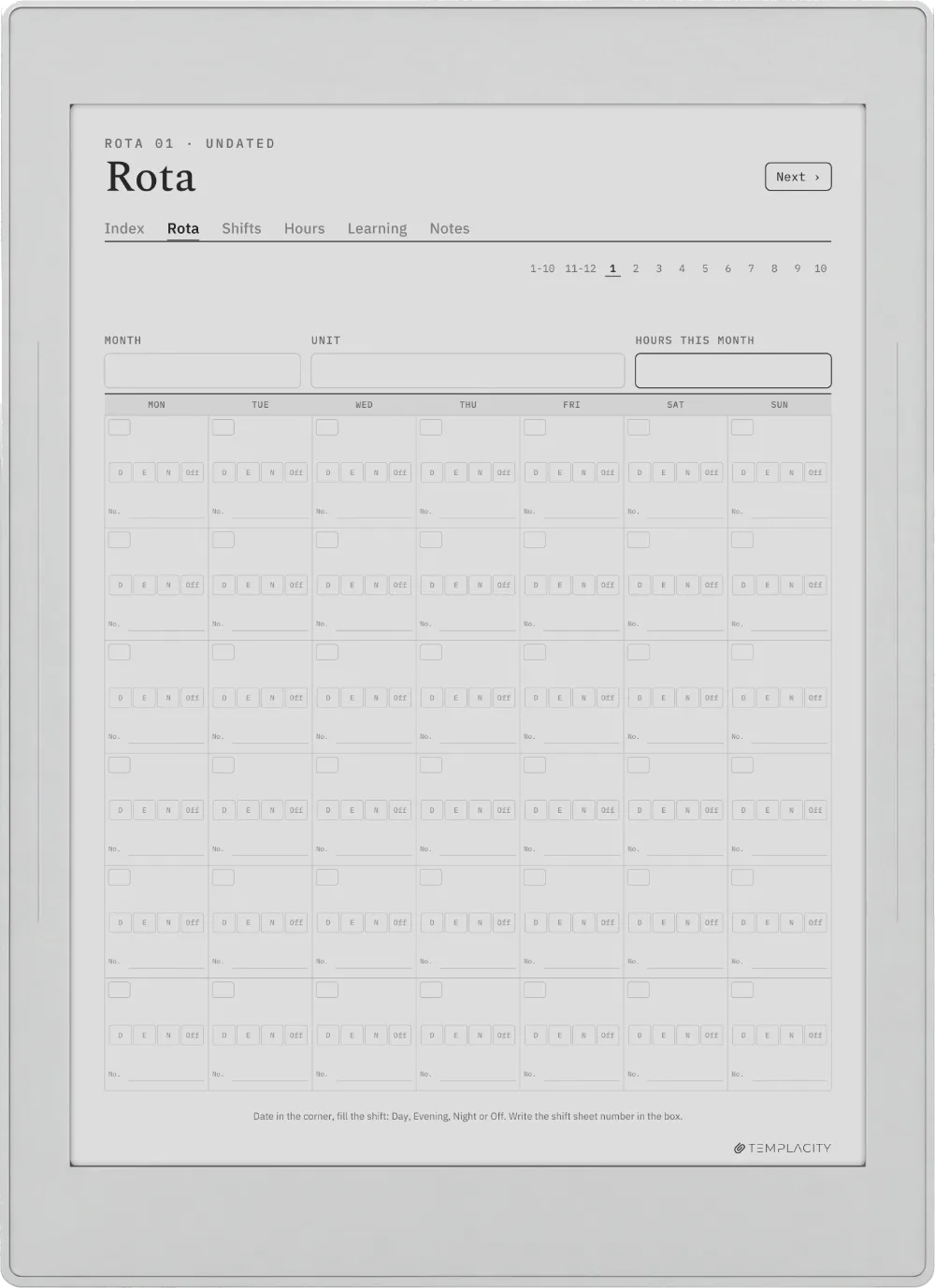 The Planner · Nurse Shift Supernote Nomad page 1