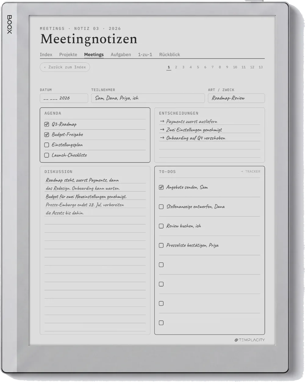 The Planner auf dem Boox Go 10.3