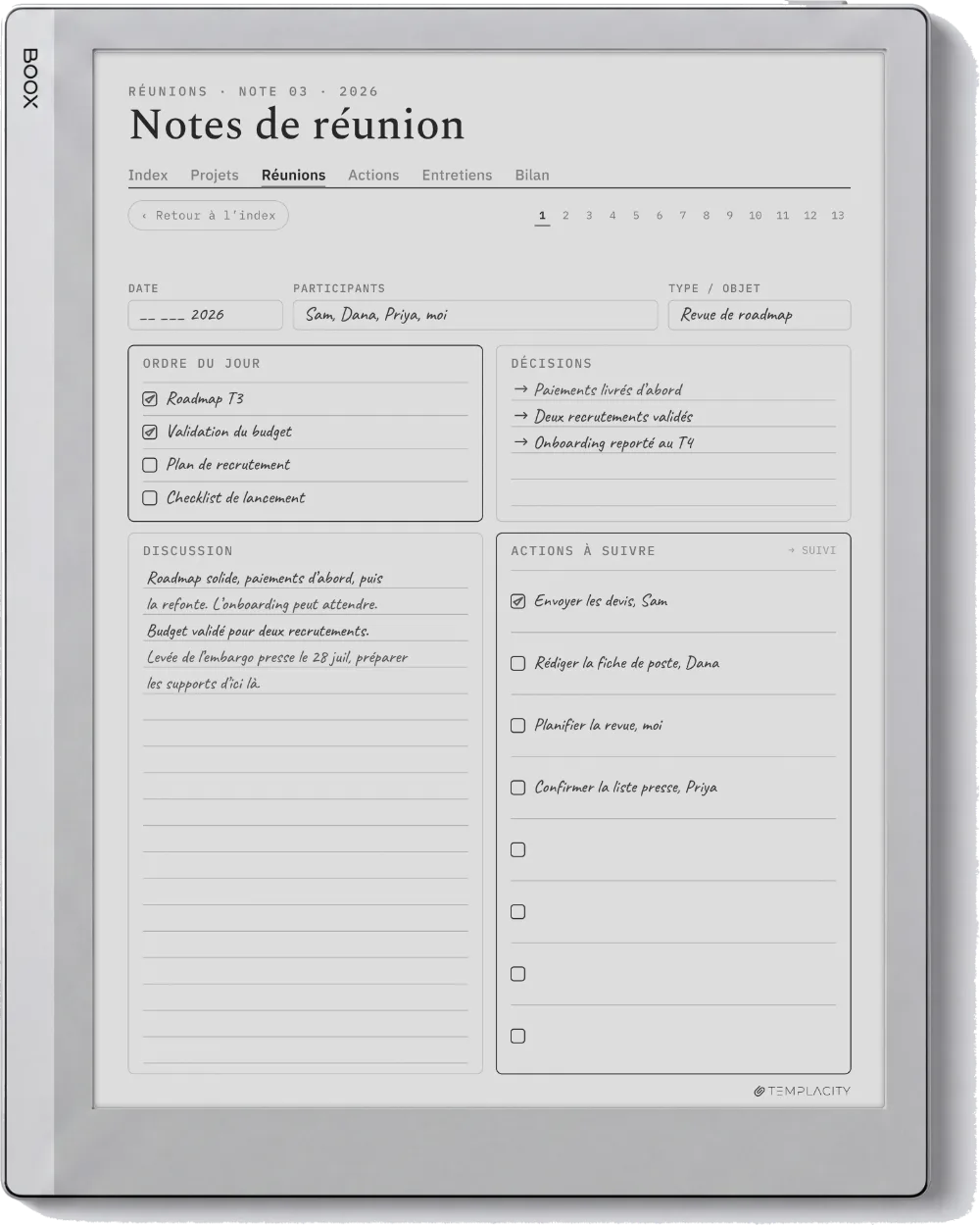 Le Planner sur la Boox Go 10.3