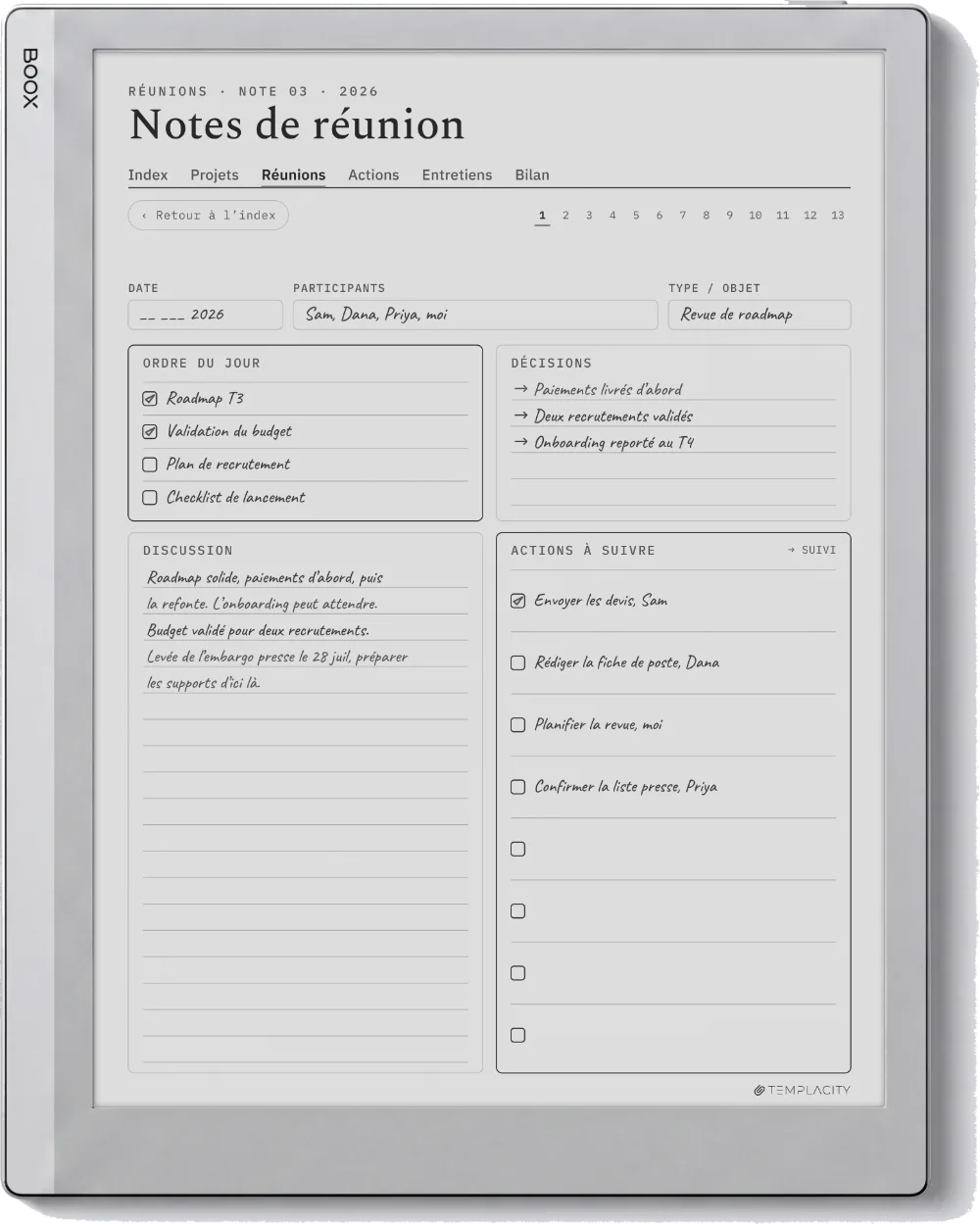 Le Planner sur la Boox Go 10.3