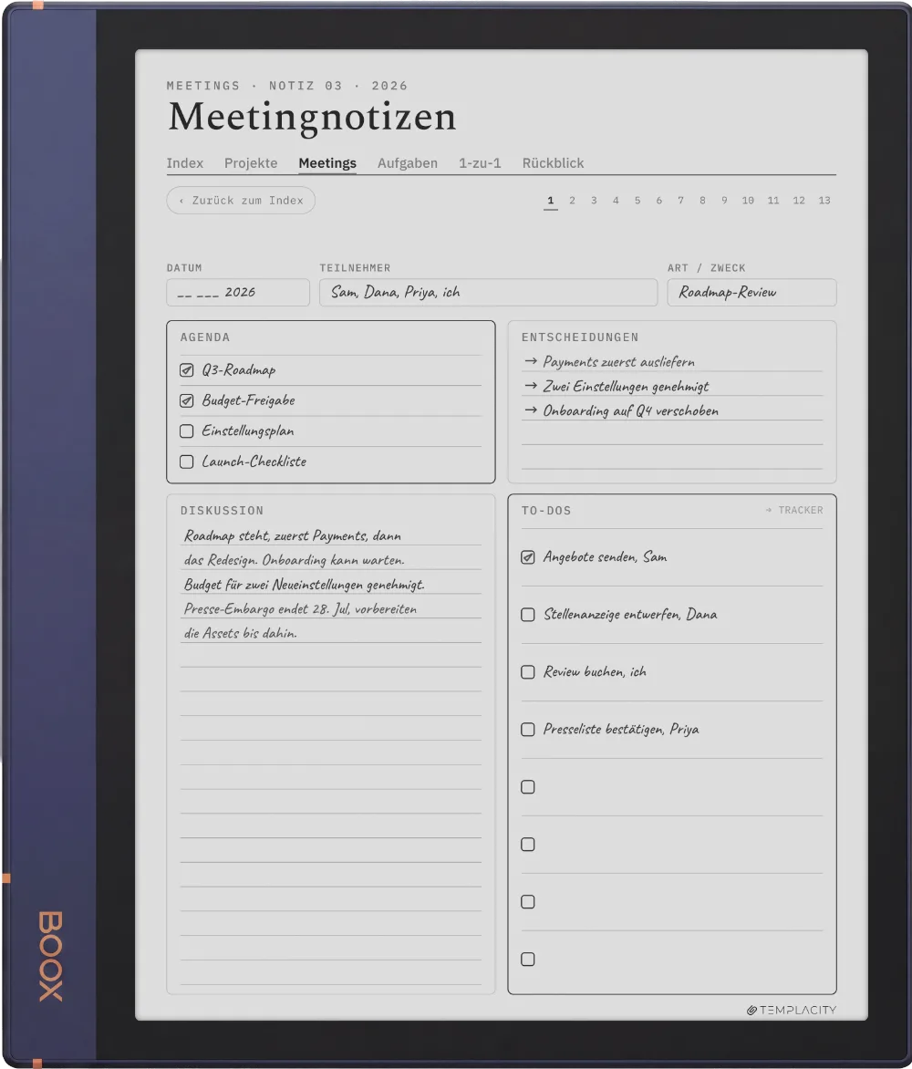 The Planner auf dem Boox Note Air2