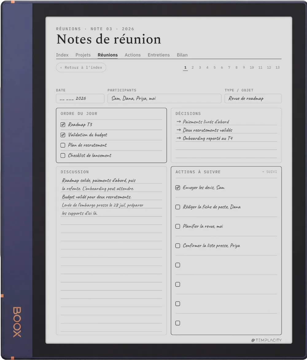 Le Planner sur la Boox Note Air2