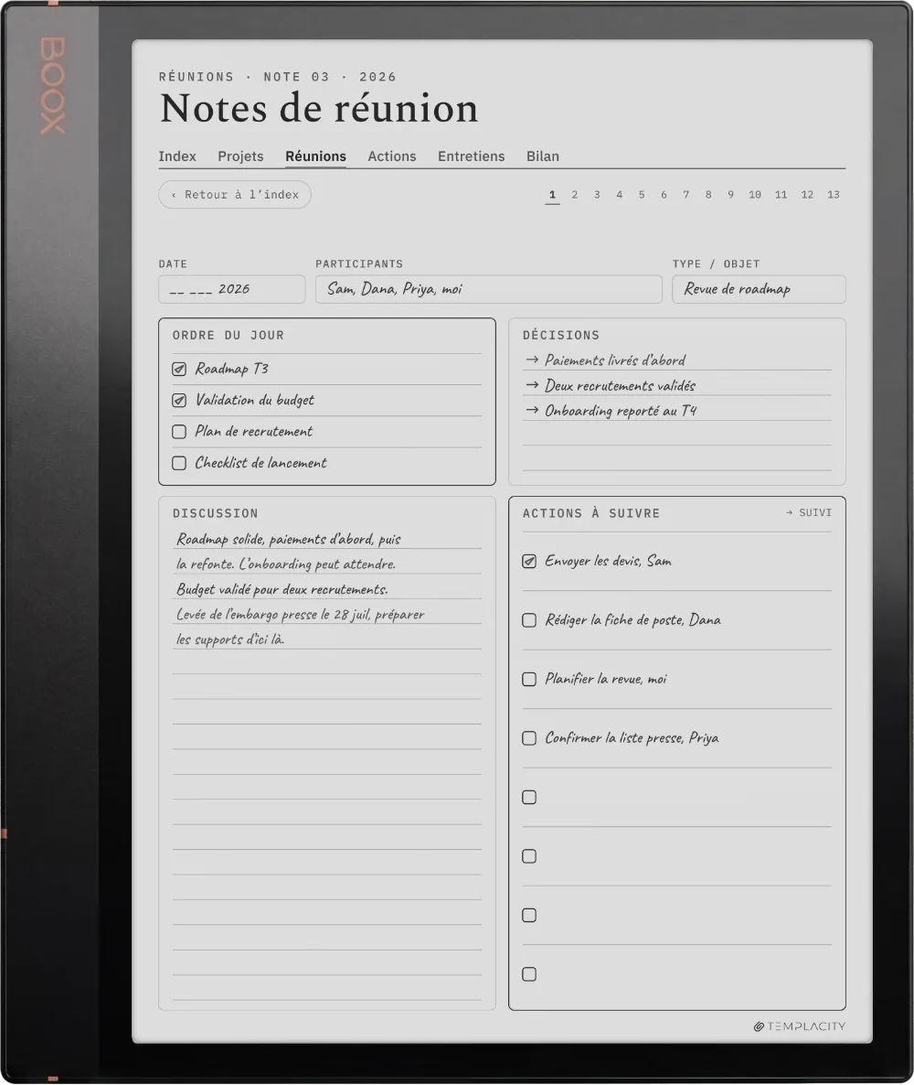Le Planner sur la Boox Note Air 3