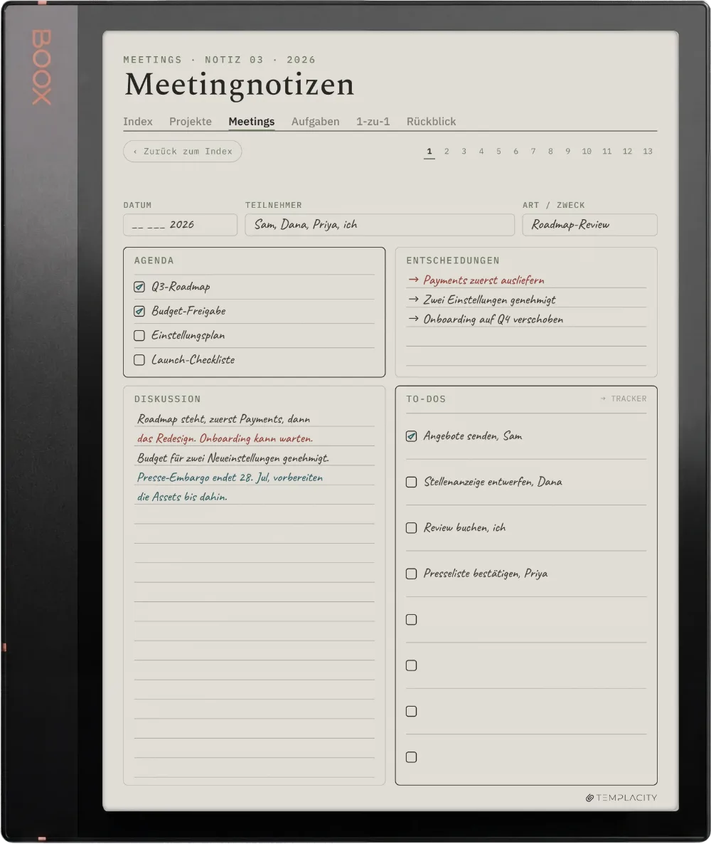 The Planner auf dem Boox Note Air3 C