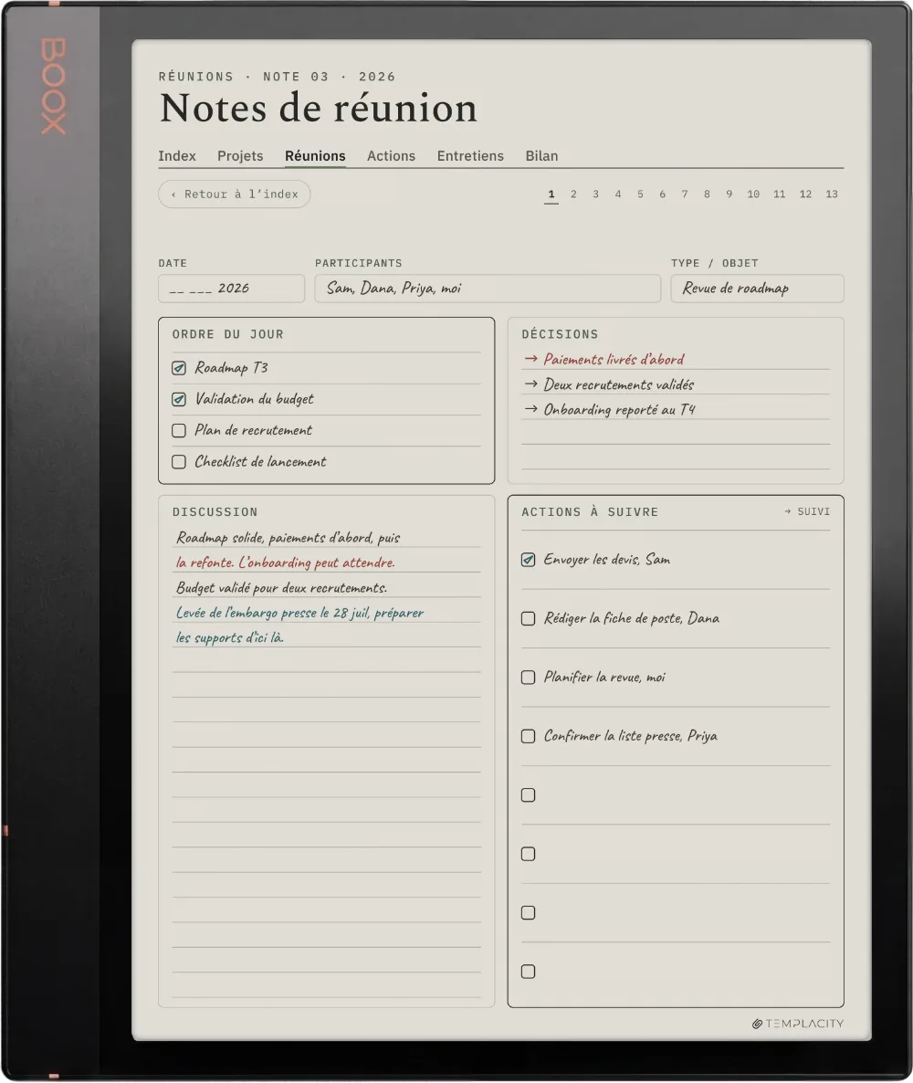 Le Planner sur la Boox Note Air3 C