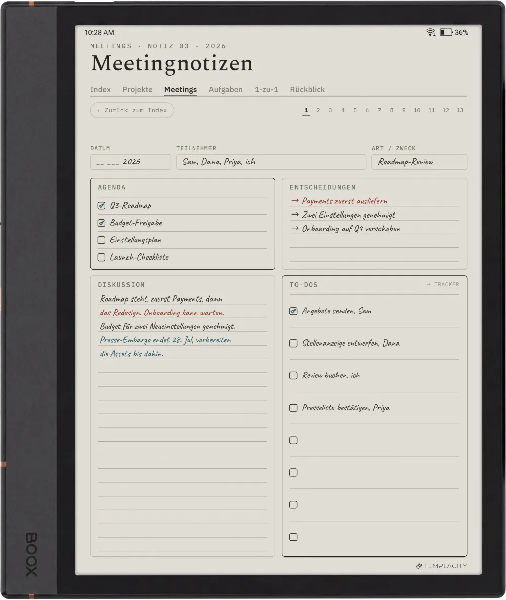 The Planner auf dem Boox Note Air4 C