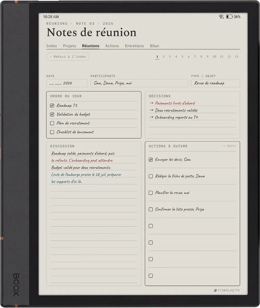 Le Planner sur la Boox Note Air4 C
