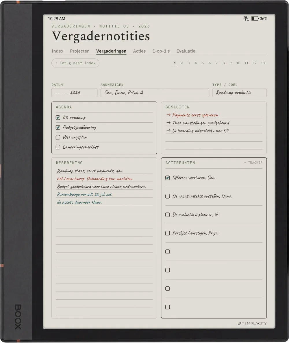 The Planner op de Boox Note Air4 C
